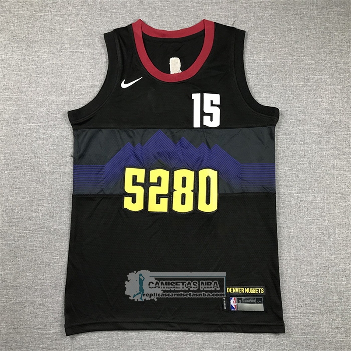 Camiseta Nino Denver Nuggets Nikola Jokic NO 15 Ciudad 2023-24 Negro